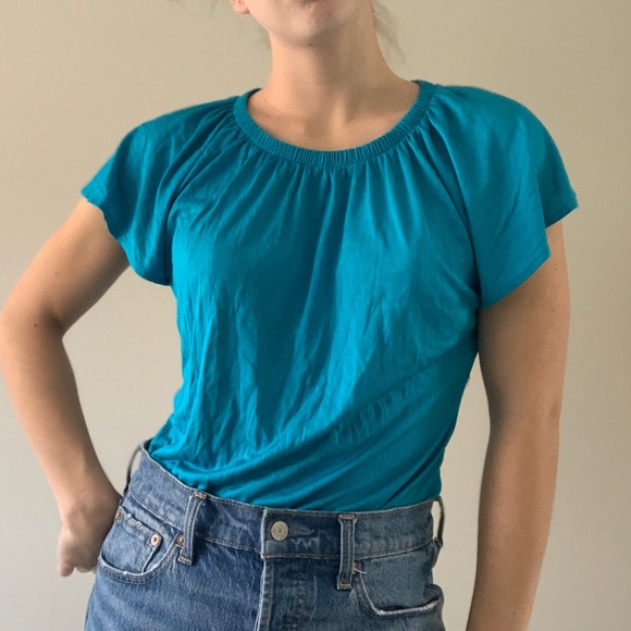 Y2k Banana Republic Silk Flutter Tee 🐬 - Picture 1 of 4